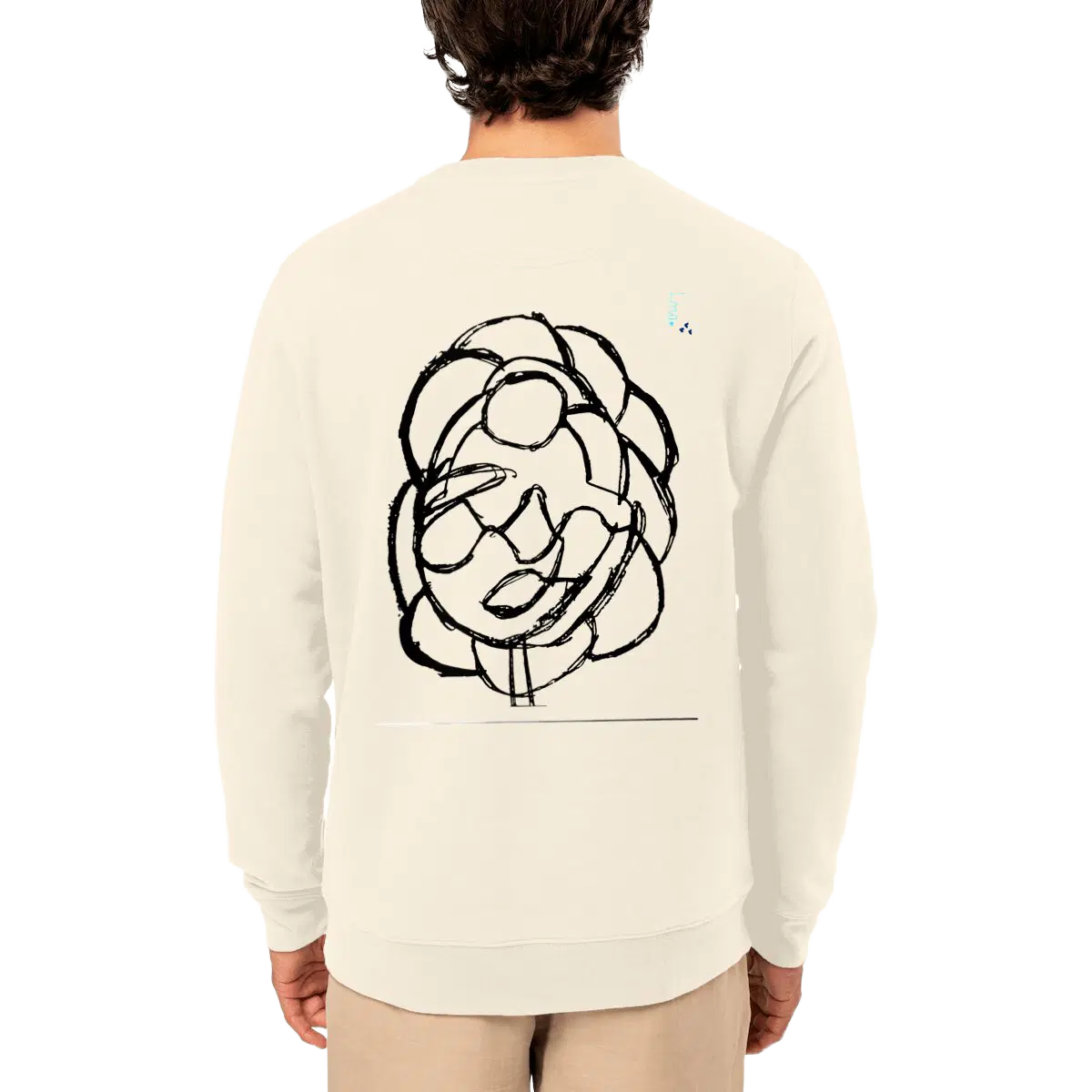Hugs sweatshirt for adults, ivory, back view