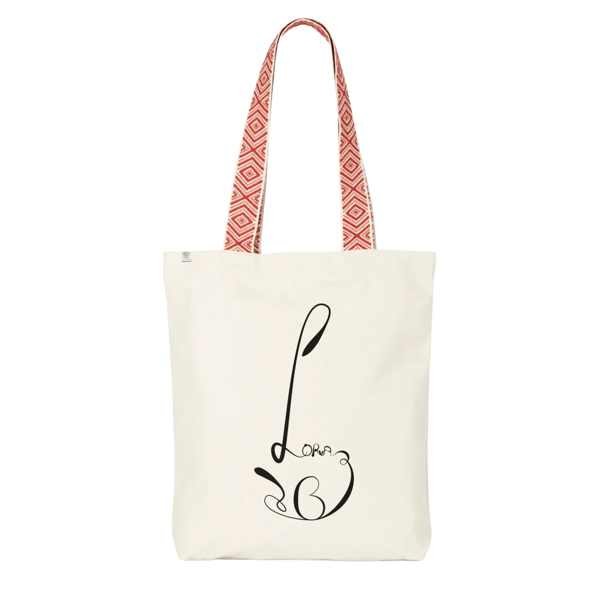 L-Bag with red patterned strap