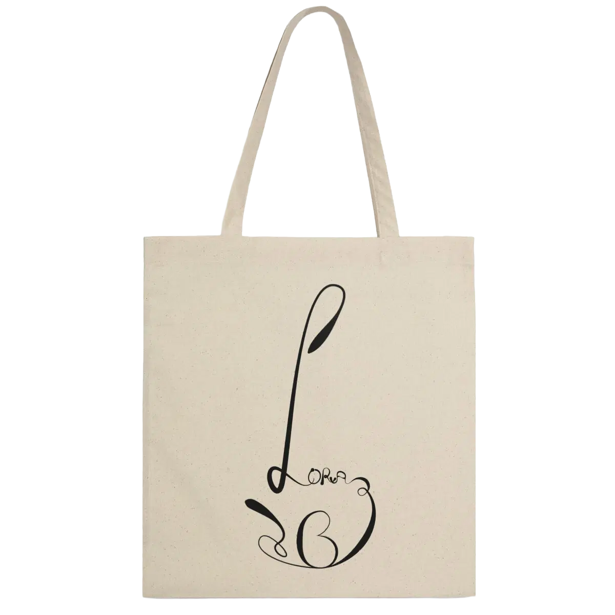 L monogram tote bag, light cotton, natural color